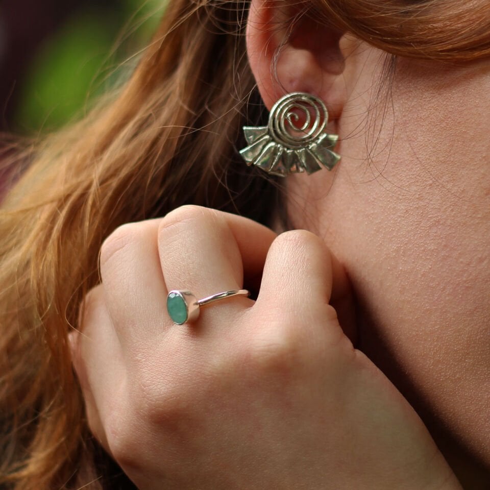 Yelpaze Gümüş Küpe