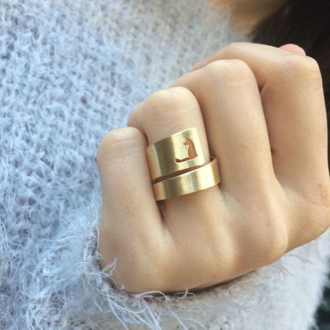 Sarmal Pirinç Yüzük Altın Kaplama - Kedi