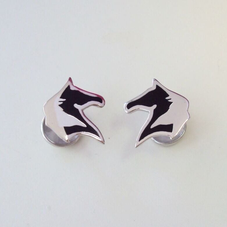 Mineli At Figürü Gümüş Kol Düğmesi