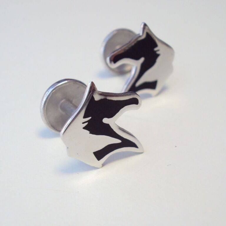 Mineli At Figürü Gümüş Kol Düğmesi