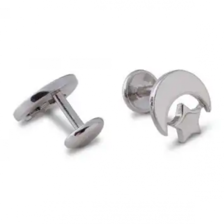 Ay Yıldız Gümüş Kol Düğmesi