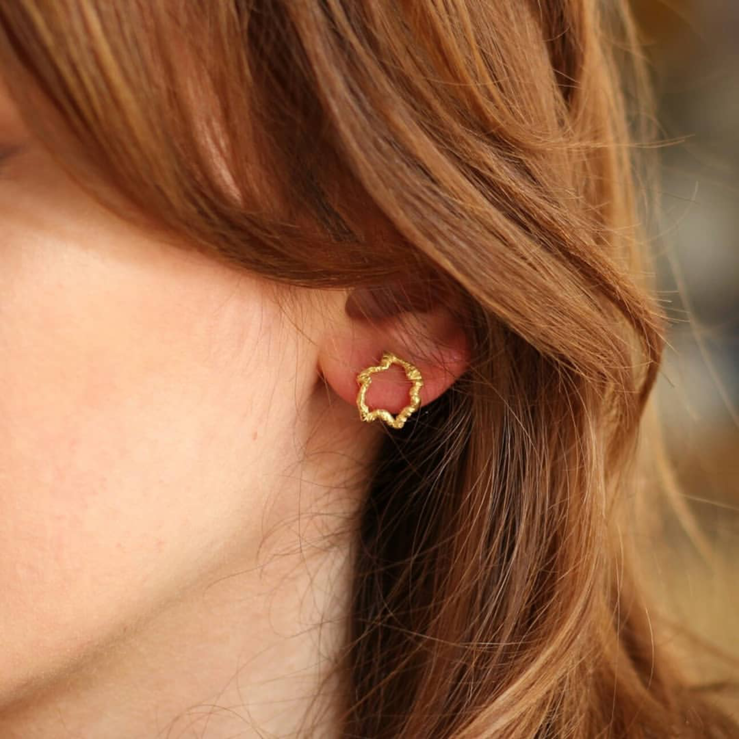 Bürümcük Yıldız Gümüş Küpe-Altın Kaplama