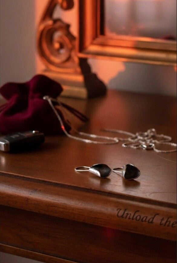 Curl Oksitli 925 Ayar Gümüş Küpe IV