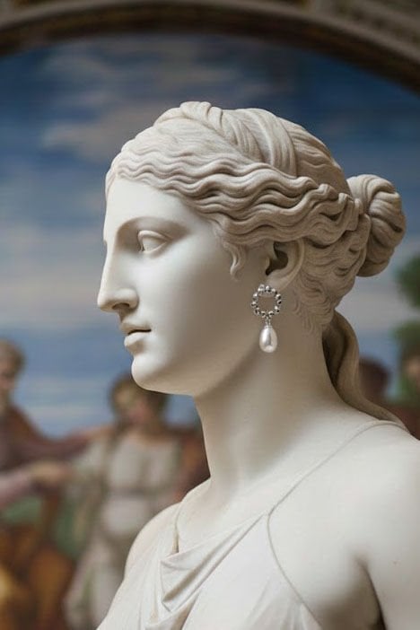 bubble gümüş küpe ve damla inci