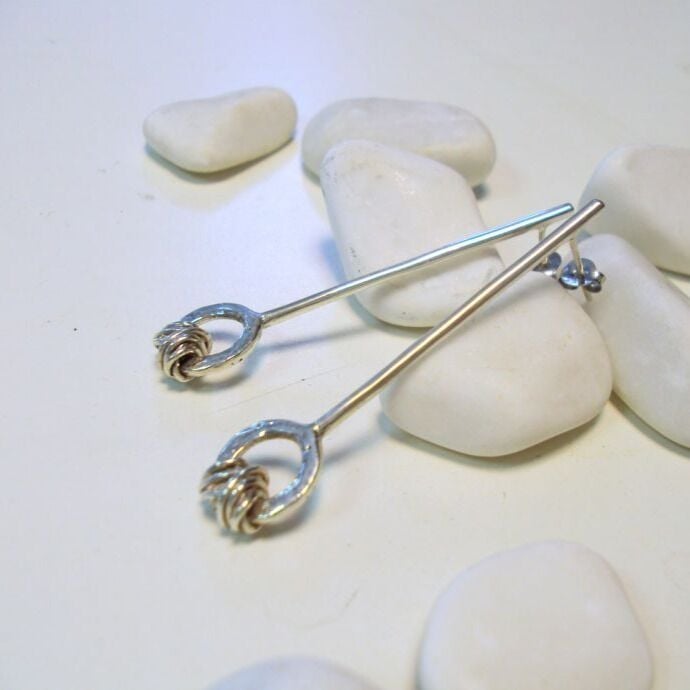 Tel Sara Gümüş Küpe Uzun