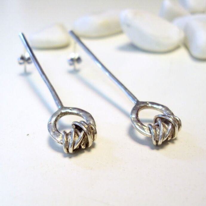 Tel Sara Gümüş Küpe Uzun