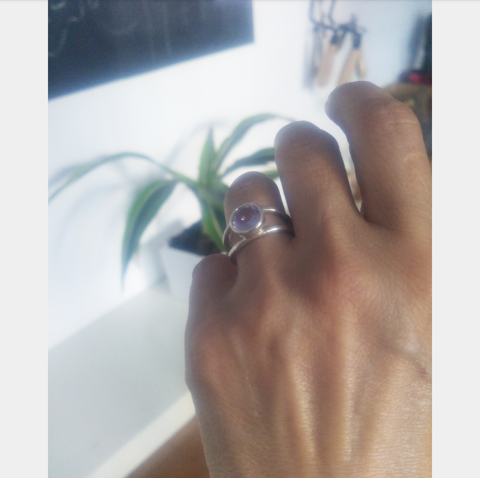 Ametist Taşlı Gümüş Yüzük