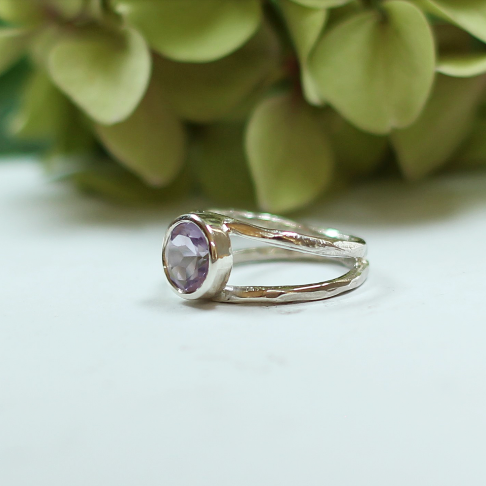 Ametist Taşlı Gümüş Yüzük