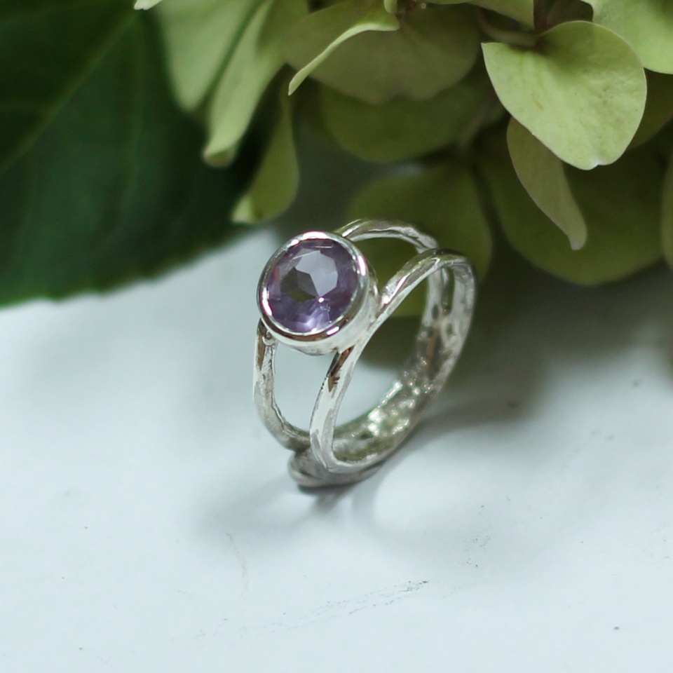 Ametist Taşlı Gümüş Yüzük