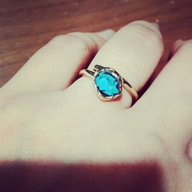 Turkuaz Taşlı Bronz Çanak Yüzük