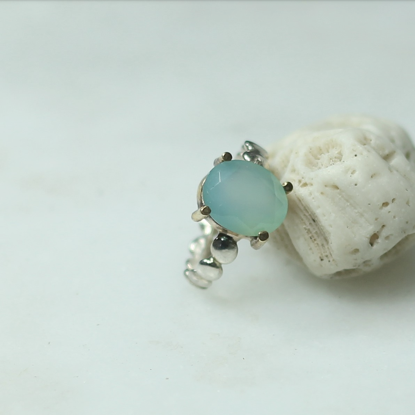 Oval Kalsedon Gümüş Yüzük