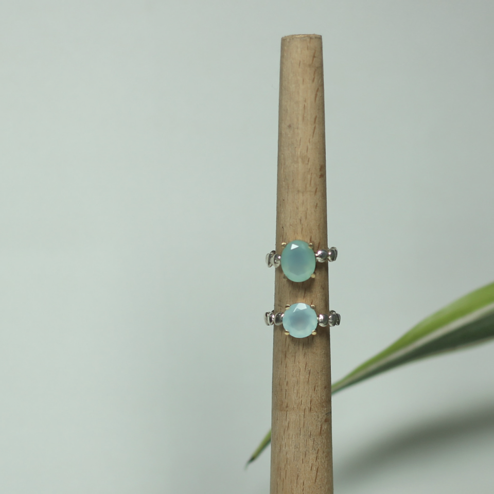 Oval Kalsedon Gümüş Yüzük