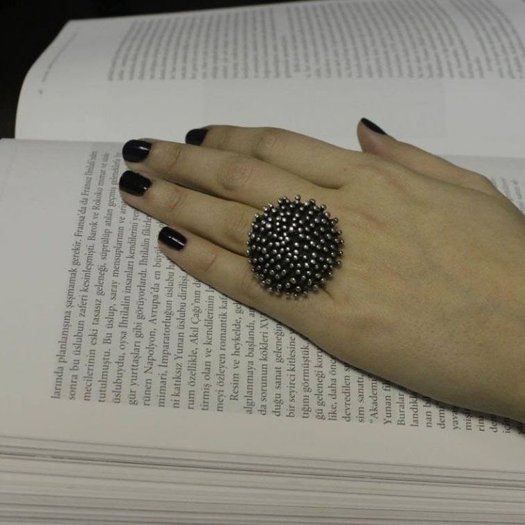 Büyük Benekli Gümüş Yüzük Okside