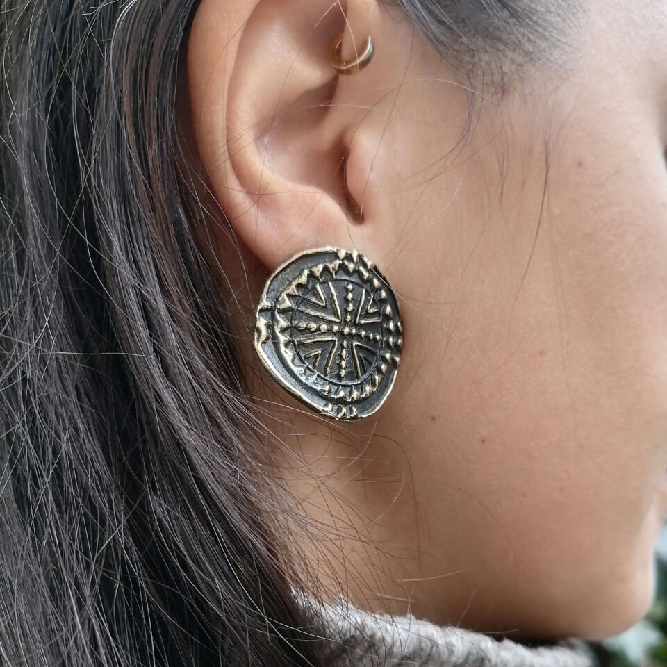 Bronz Totem Küpe - Büyük