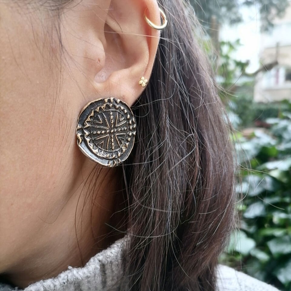 Bronz Totem Küpe - Büyük