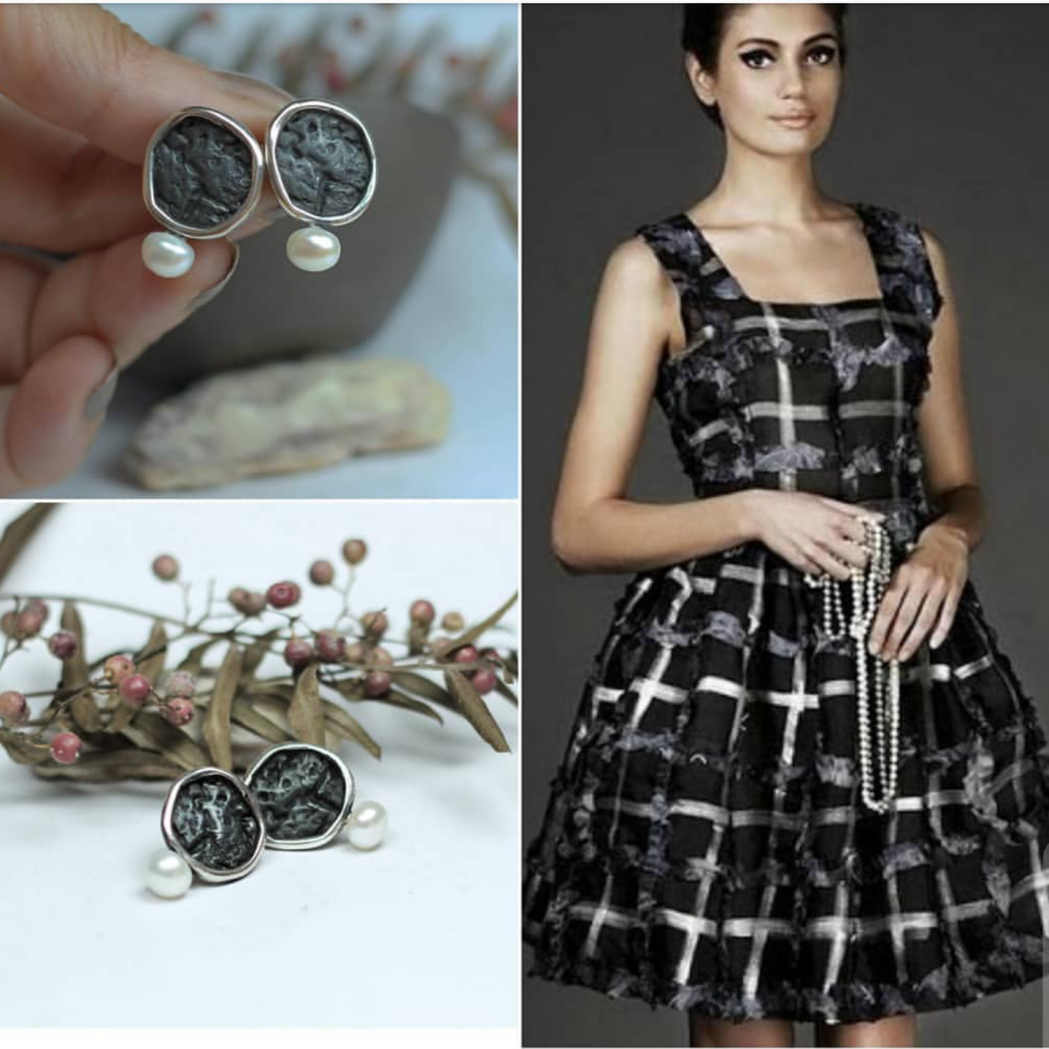 Gümüş Yeryüzü İncili Küpe