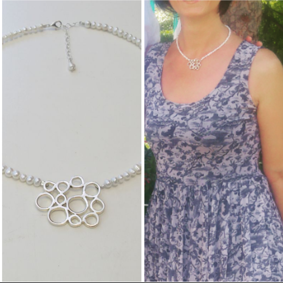 İnci Dizili Gümüş Bubble Kolye