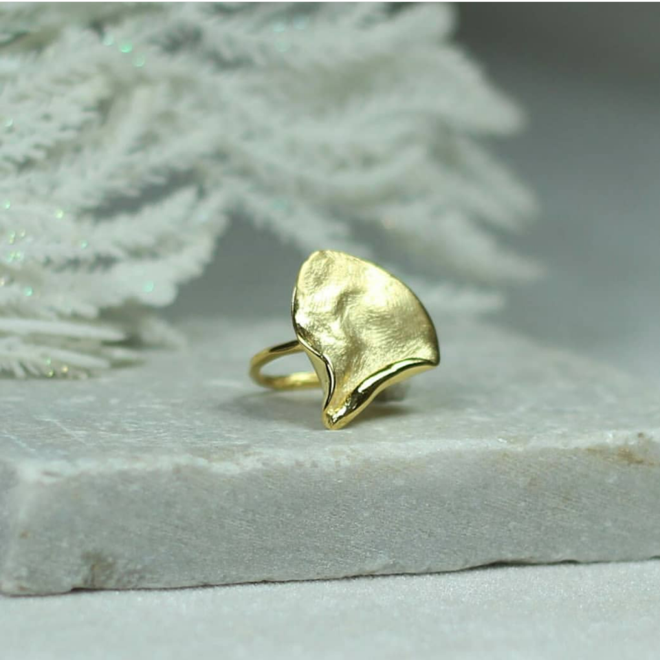 Gümüş Curl Yüzük- Altın Kaplama