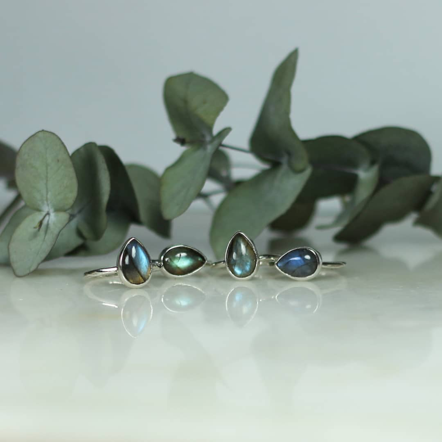 Damla Labradorite Taşlı Gümüş Yüzük