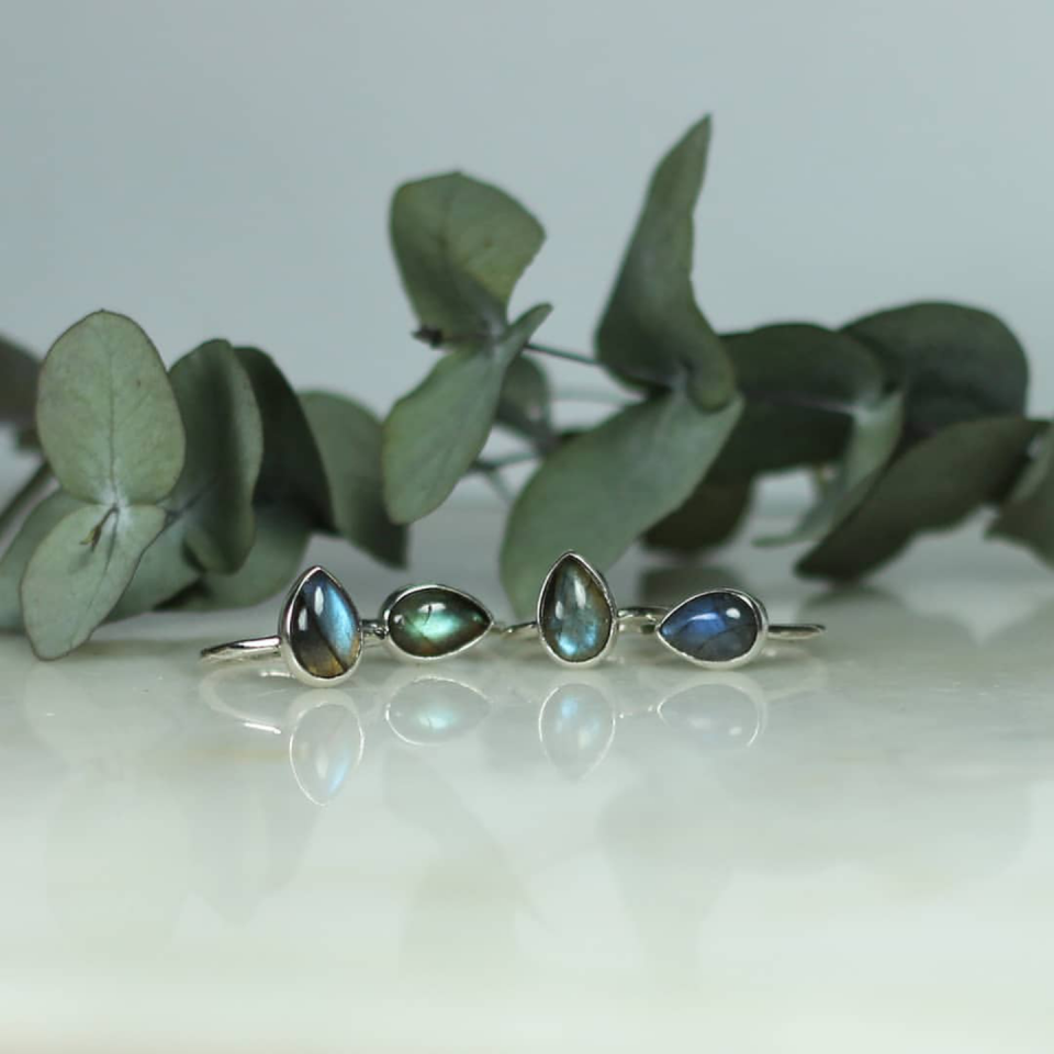 Damla Labradorite Taşlı Gümüş Yüzük