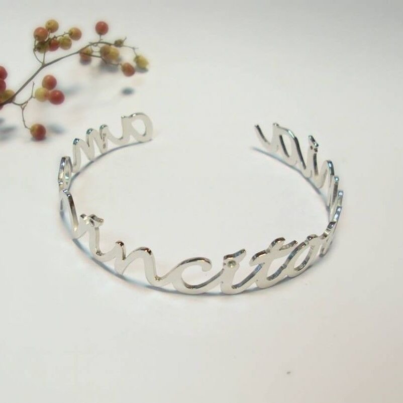 Kişiye Özel İsim Yazılı Gümüş Bileklik