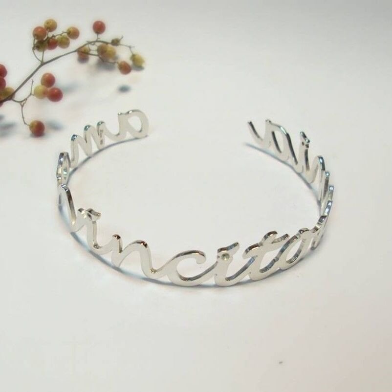 Kişiye Özel İsim Yazılı Gümüş Bileklik