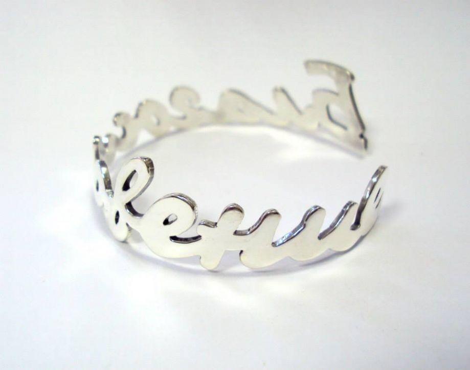 Kişiye Özel İsim Yazılı Gümüş Bileklik