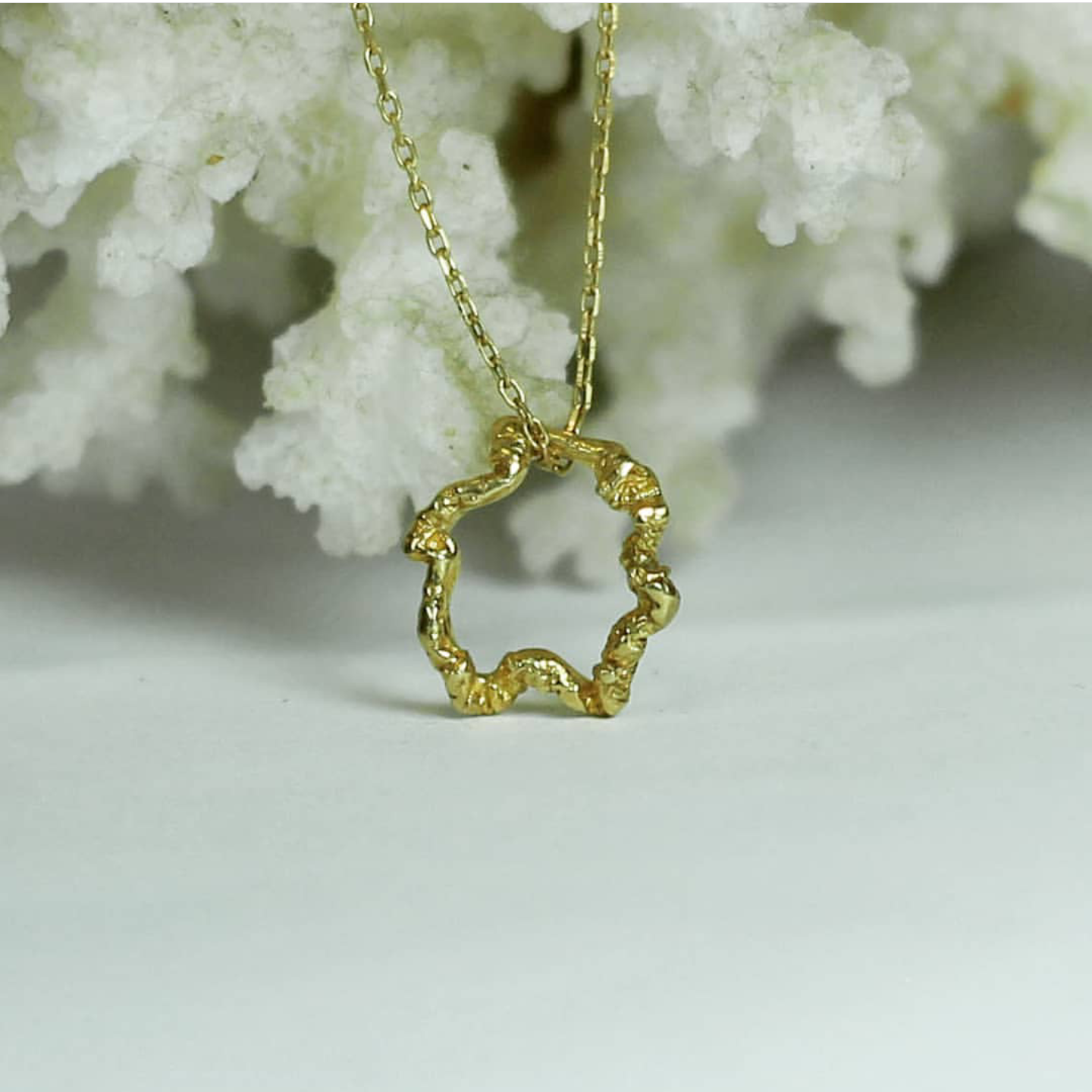 Bürümcük Yıldız Gümüş Kolye- Altın Kaplama