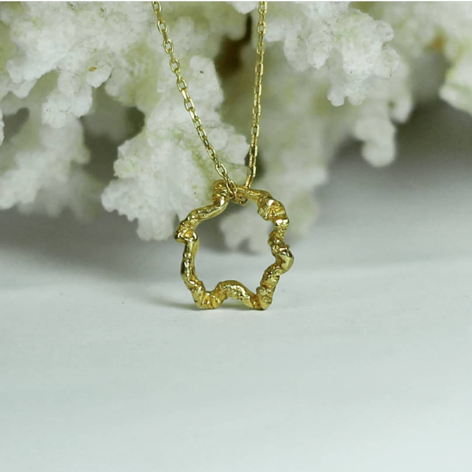 Bürümcük Yıldız Gümüş Kolye- Altın Kaplama