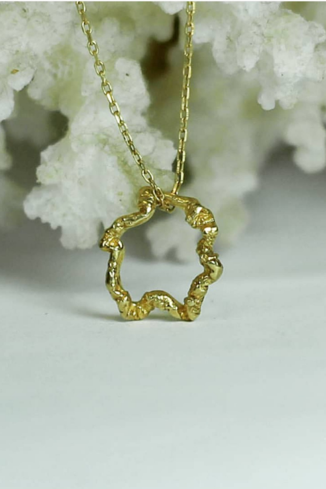 Bürümcük Yıldız Gümüş Kolye- Altın Kaplama