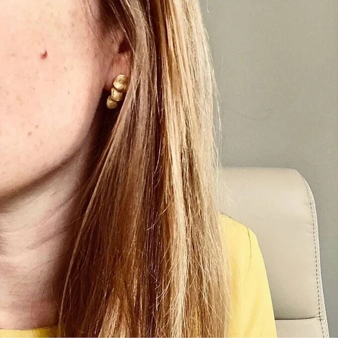 Gümüş Quadrate Üçlü Küpe- Altın kaplama