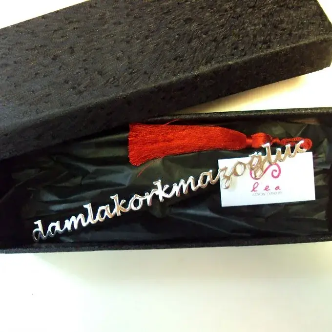 Gümüş Kaplama Kişiye Özel Kitap Ayracı