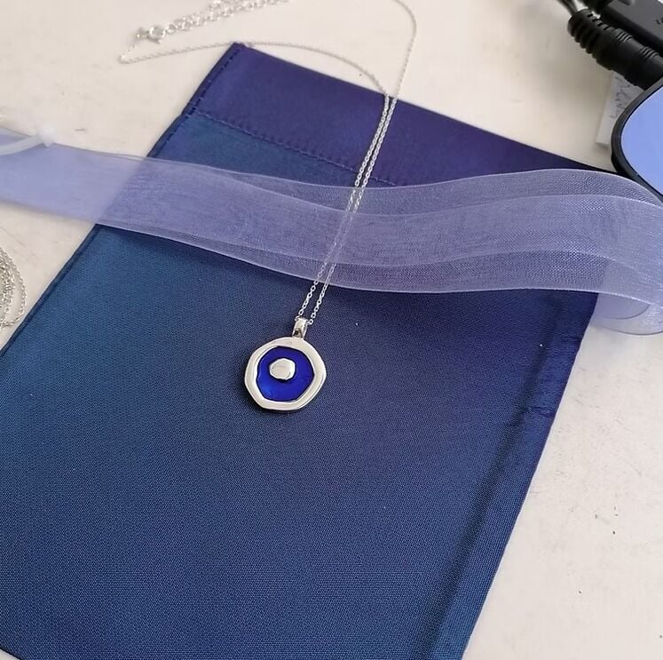 Mineli Nazar Gümüş Kolye