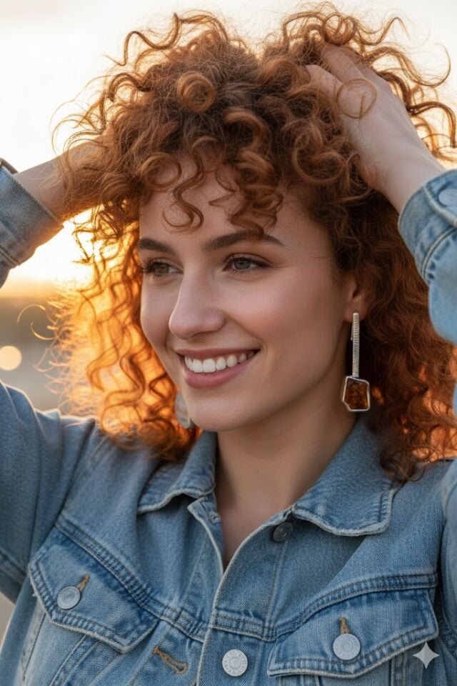 Turuncu Deniz Camı Gümüş Kolye