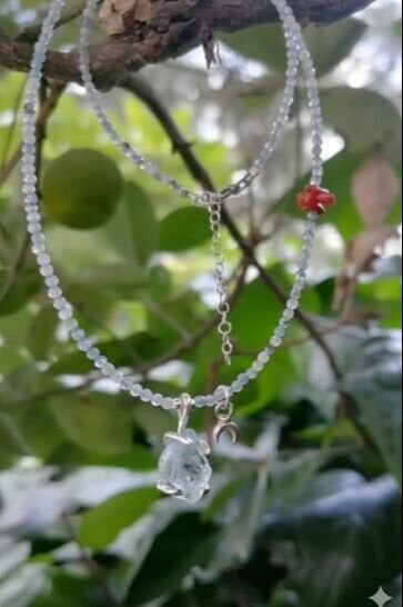 aquamarine modern tasarım gümüş kolye