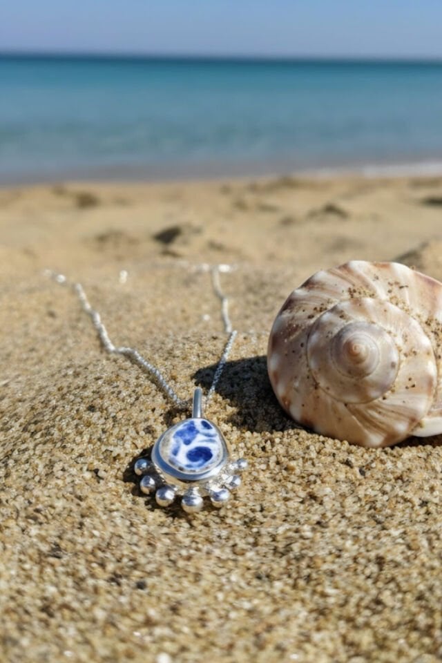 deniz taşı mozaik kolye