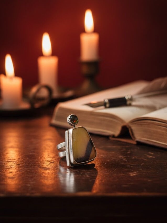 akik ve turmalin taşlı yüzük