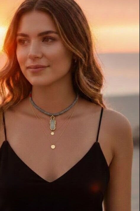 Jade ve Deniz Camı Kolye