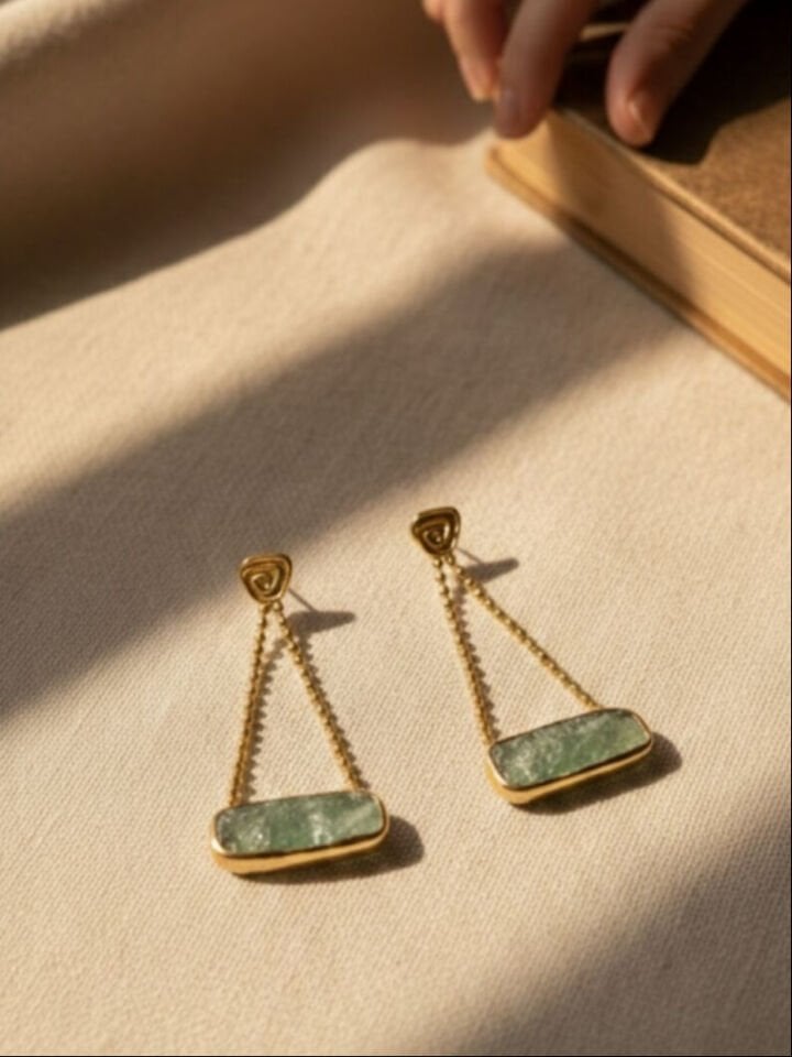 Raw Kyanite Zincirli Küpe