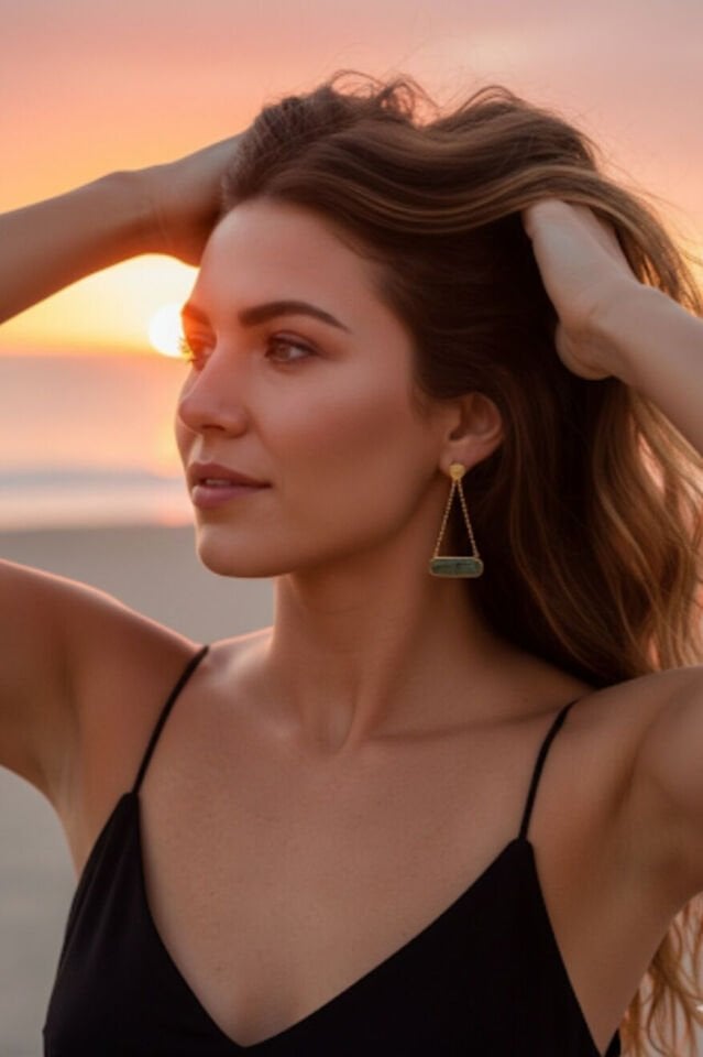 Raw Kyanite Zincirli Küpe