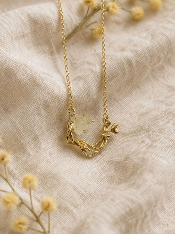 Citrine Taşlı Sevgi Kolye