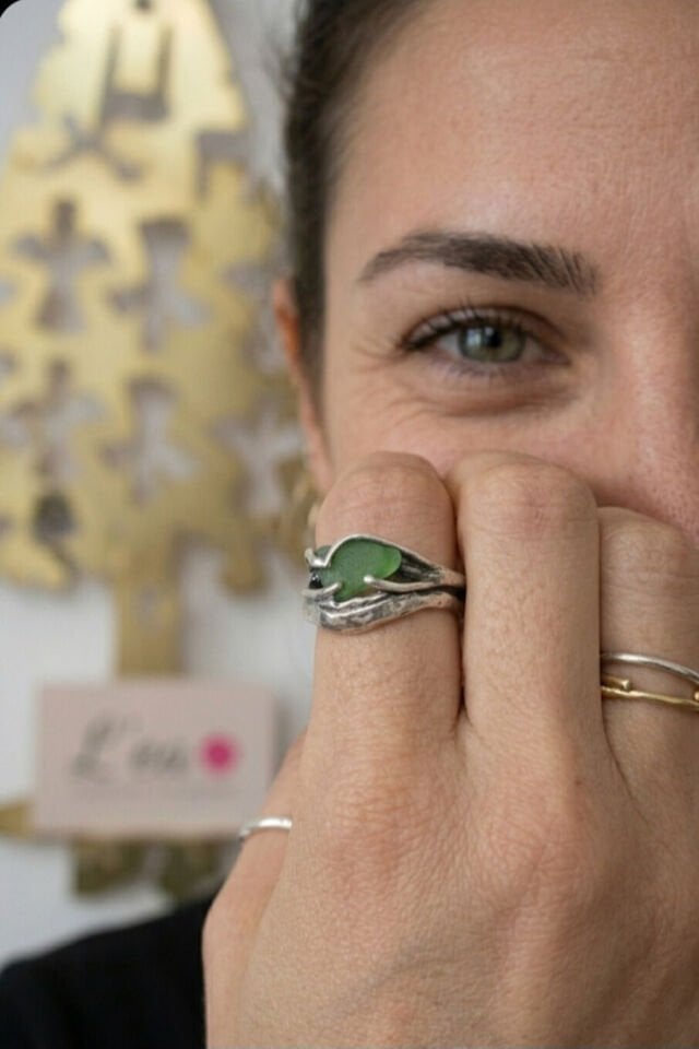 Deniz Camı Gümüş Yüzük