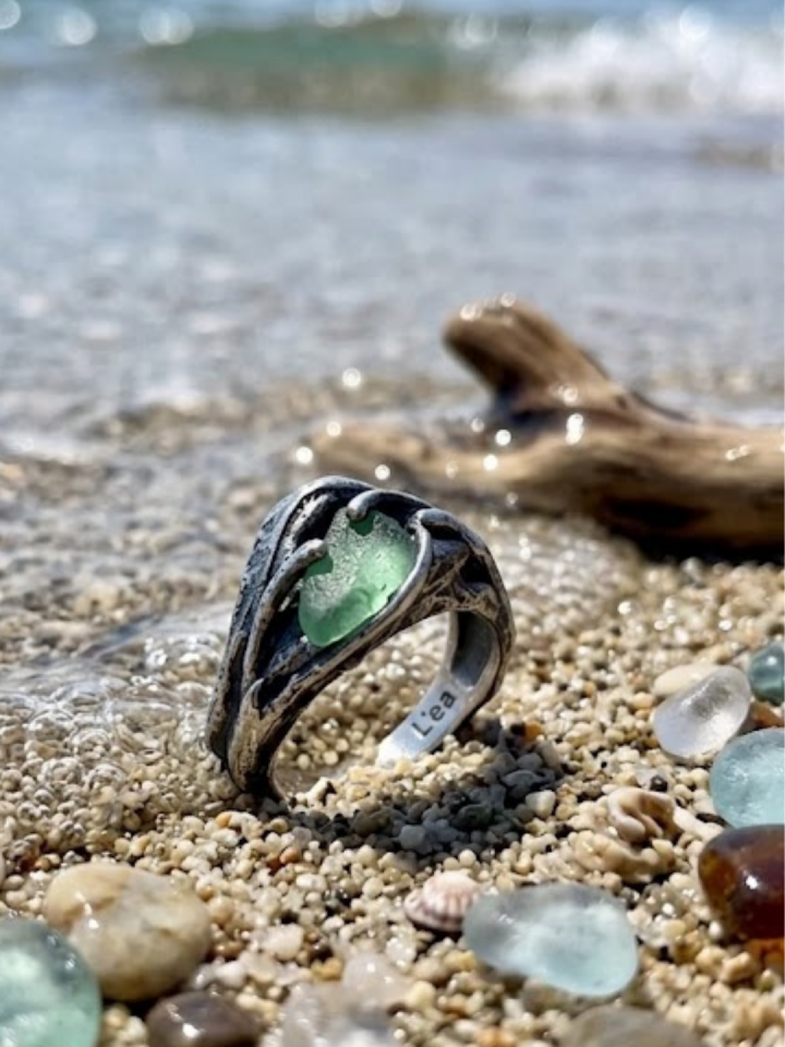 Deniz Camı Gümüş Yüzük