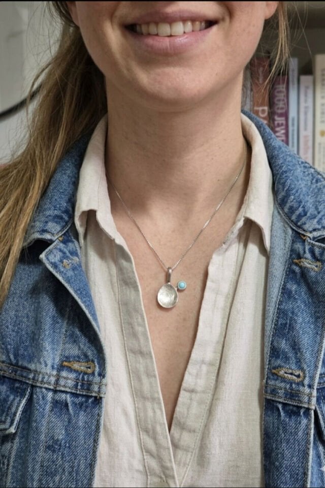 Turkuaz Taşlı Çanak Kolye