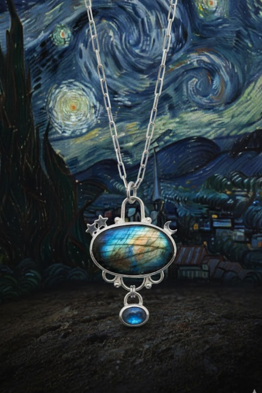 Labradorite ve Kyanite Taşlı Gümüş Gece Kolye L'ea Gümüş Tasarım