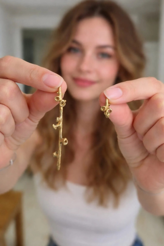 Shrek Asimetrik Gümüş Küpe L'ea Gümüş Tasarım